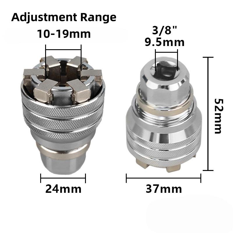 Adjustable Socket Wrench Set Multi-Function 3/8" Drive 10-19 Mm Adjustable Hex Universal Socket