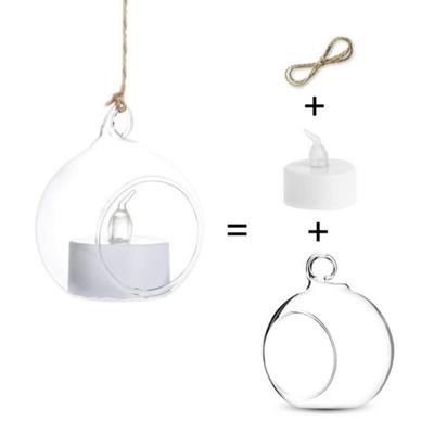 6/12 Pcs Hanging Glass Tealight Globe Candle Holder Succulents Vase Hanger for Home Wedding Party Indoor Outdoor Decor