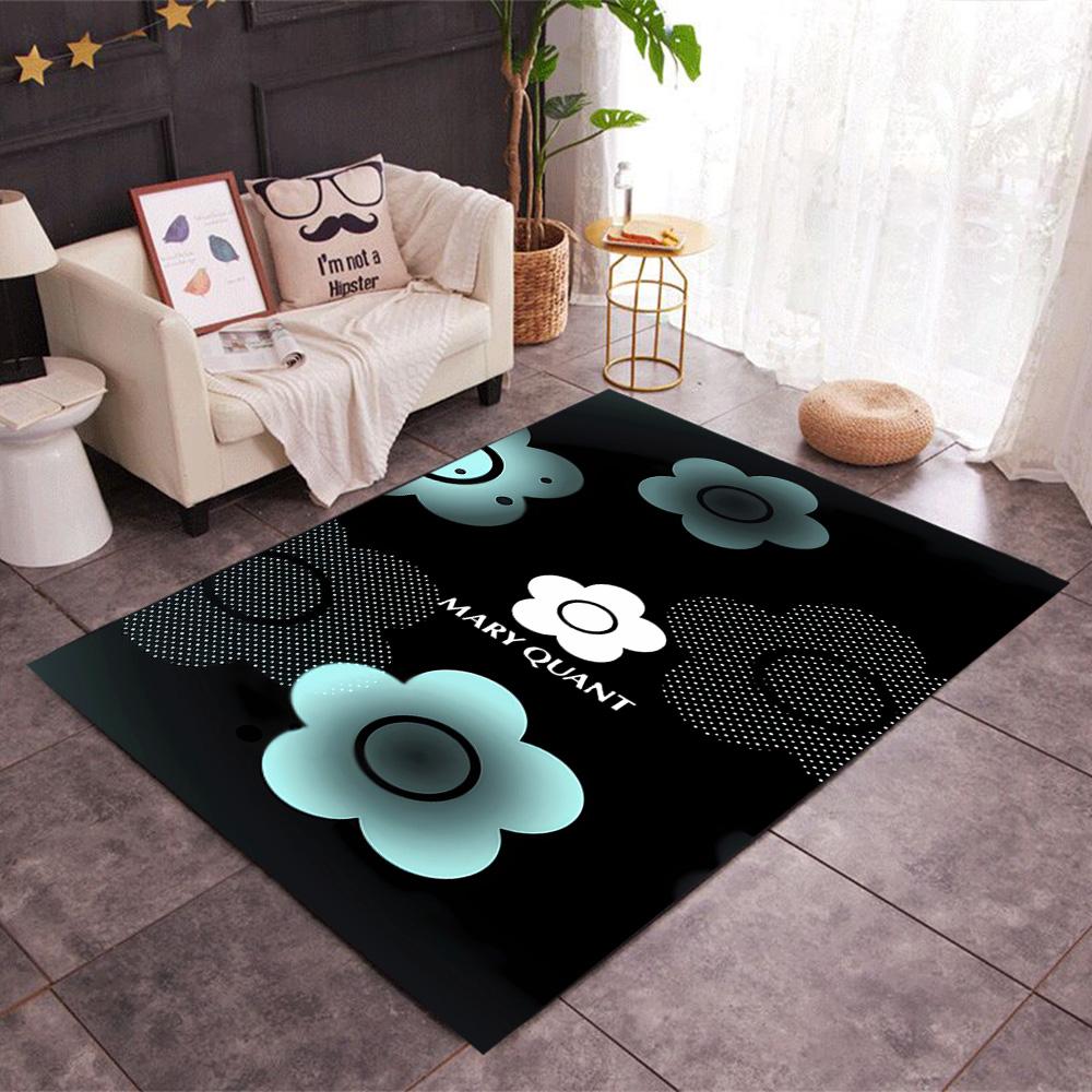 Mary Quant logo Themed Anti-Slip Rugs - Polyester Home Decor, Suitable for Bedrooms, Living Rooms, Doorways, Studios, and Decorations