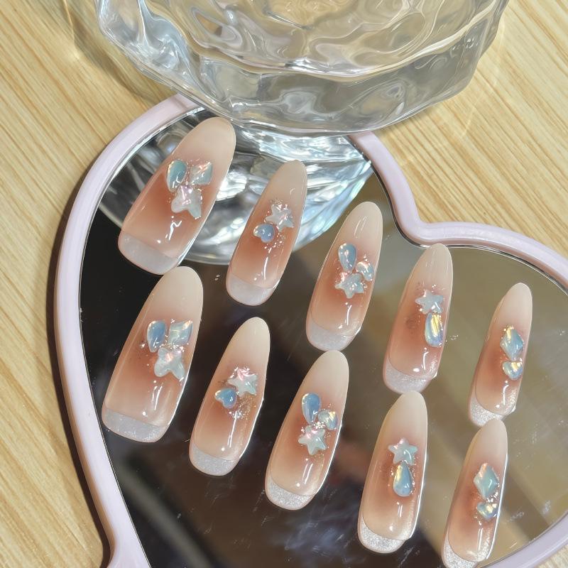 Butterfly Poem Dance: Handmade Cat Eye Blush Manicure – Gentle, High-End, Ice Crystal Fairy Style