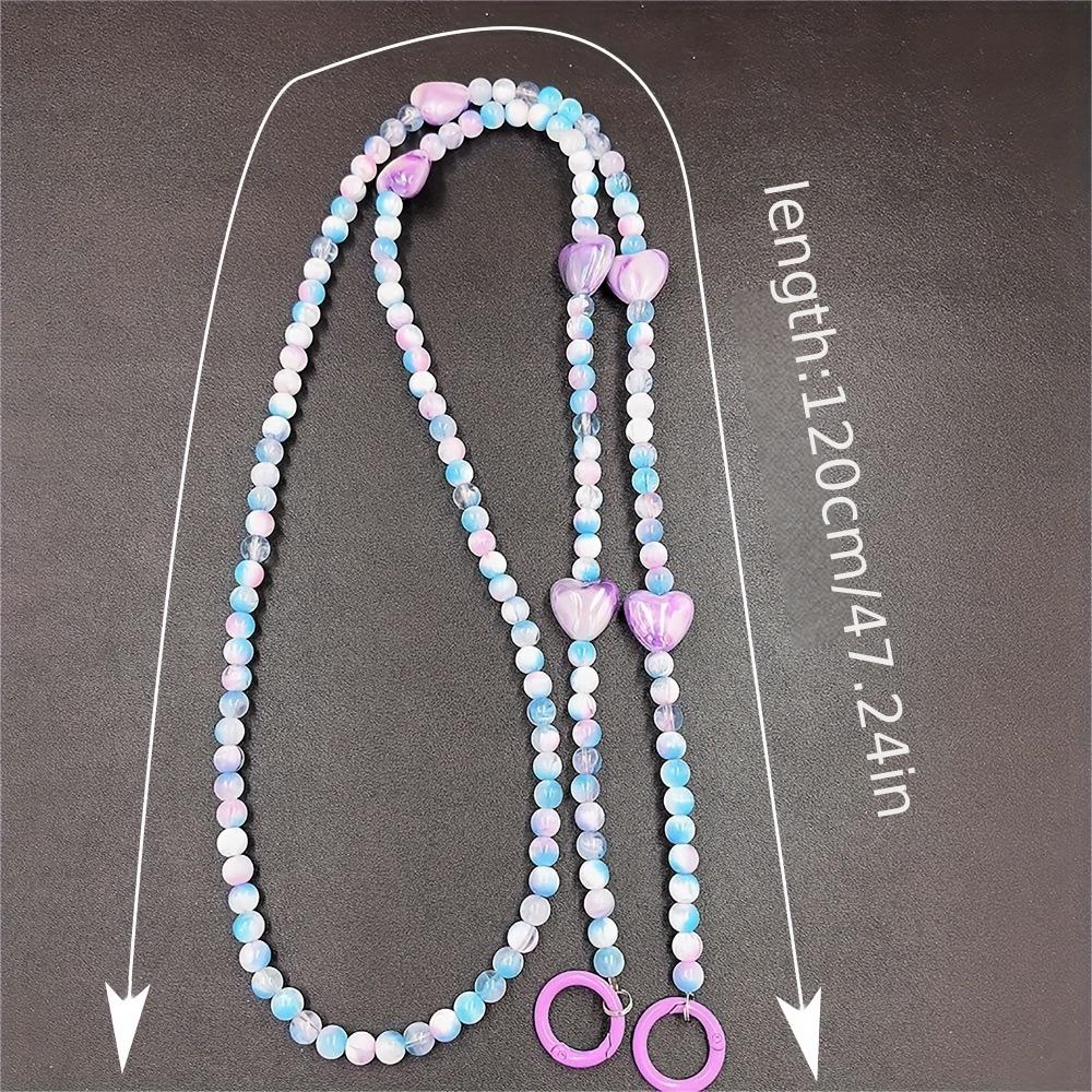Beaded Love Crossbody Chain Phone Lanyard: Stylish Gift for Women with Pearl Pendant. Perfect for Keeping Your Phone Close At Hand!