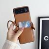Crossbody Lanyard Card Holder Leather Case For Samsung Galaxy Z Flip 5 4 3 Flip5 Flip4 Flip3 5G Business Sholder Strap Cover