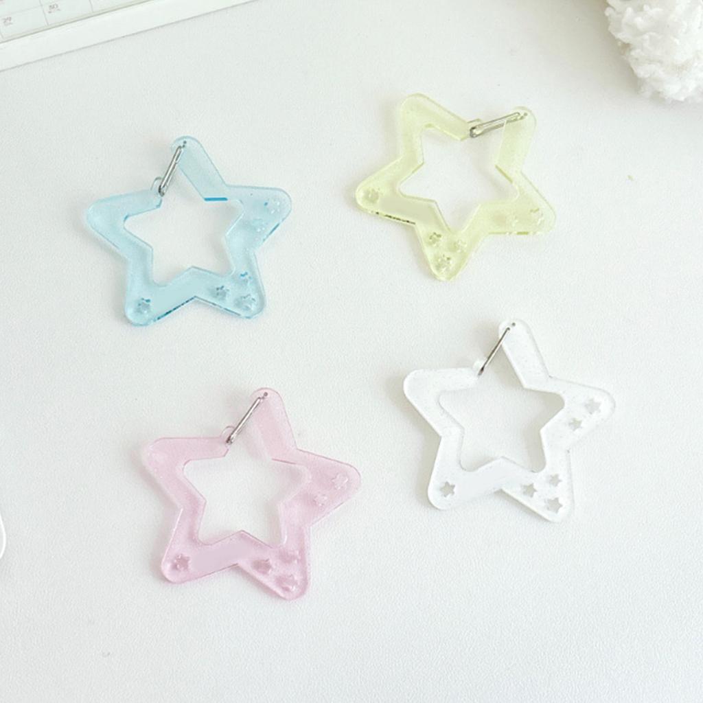 Acrylic Wing/Stars Shape Carabiner Hook Clips Card Holder Keychain Portable Outdoor Keyring Hook Backpack Pendant Gifts
