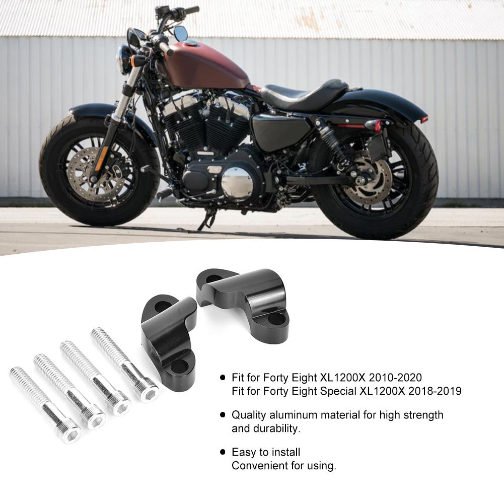 Adaptador de Altura Elevador de Manillar de Motocicleta de Aluminio Compatible con Forty Eight XL1200X Negro