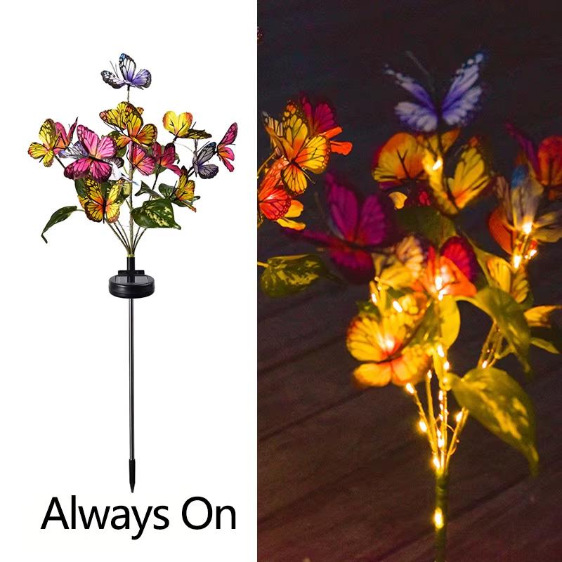 LED Solar Garden Lights Outdoor Solar or Butterfly Flower Tree Lights Waterproof for Outdoor Garden Path Atmosphere Roof Decoration Always on разноцветный