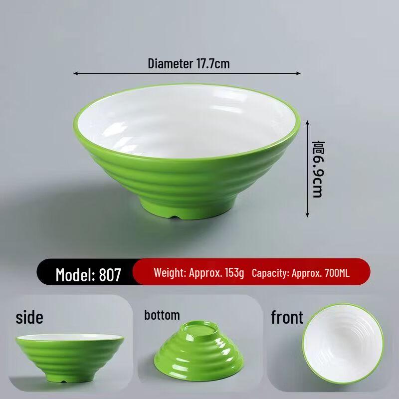 7-Inch Green-White Melamine Threaded Bowl