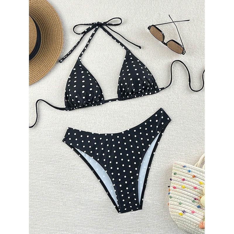 New Polka Dot Print Bikini Sexy Split Swimsuit Vacation Beach Swimsuit
