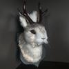 Bedroom Sculpture Bunny Head Antlers Wall Hanging Decoration Crafts Furry Rabbit Animal Wall Mount Pendant Easter Decoration