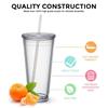 Clear Tumbler with Straw Reusable Transparent Double-layer Water Bottle for Coffee Milk DIY Smoothie Cup Drinkware