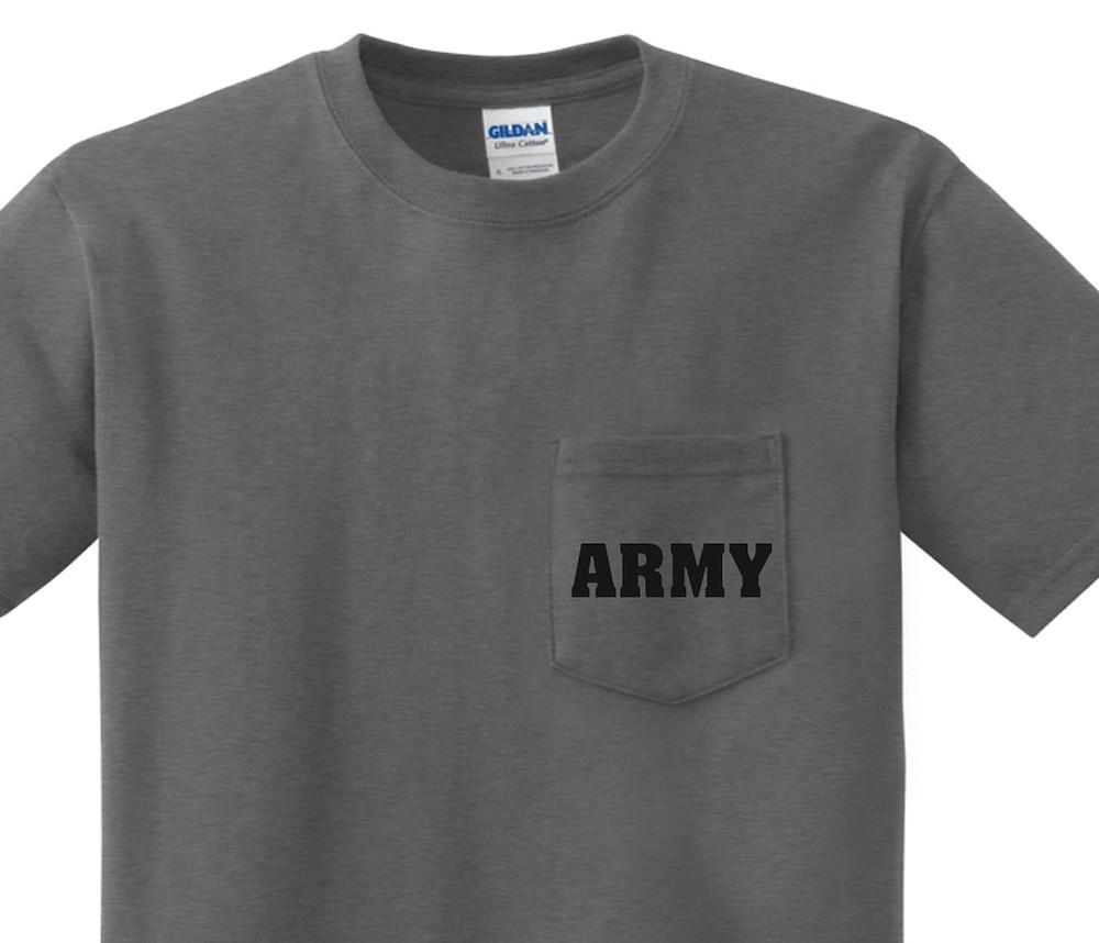 Pocket t-shirt men s United States Army pocket tee mens dark gray shirt us army Unisex T-Shirt XL