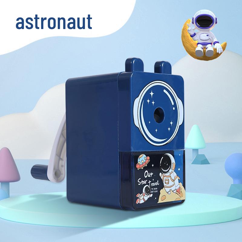 Cartoon Hand-Crank Pencil Sharpener: Automatic Lead Feed, Single Hole, Labor-Saving