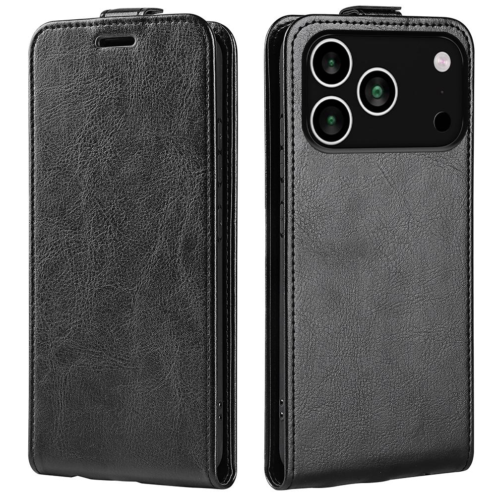 

For iPhone 17 Pro Case with Card Slots Vertical Flip Leather Phone Cover Black