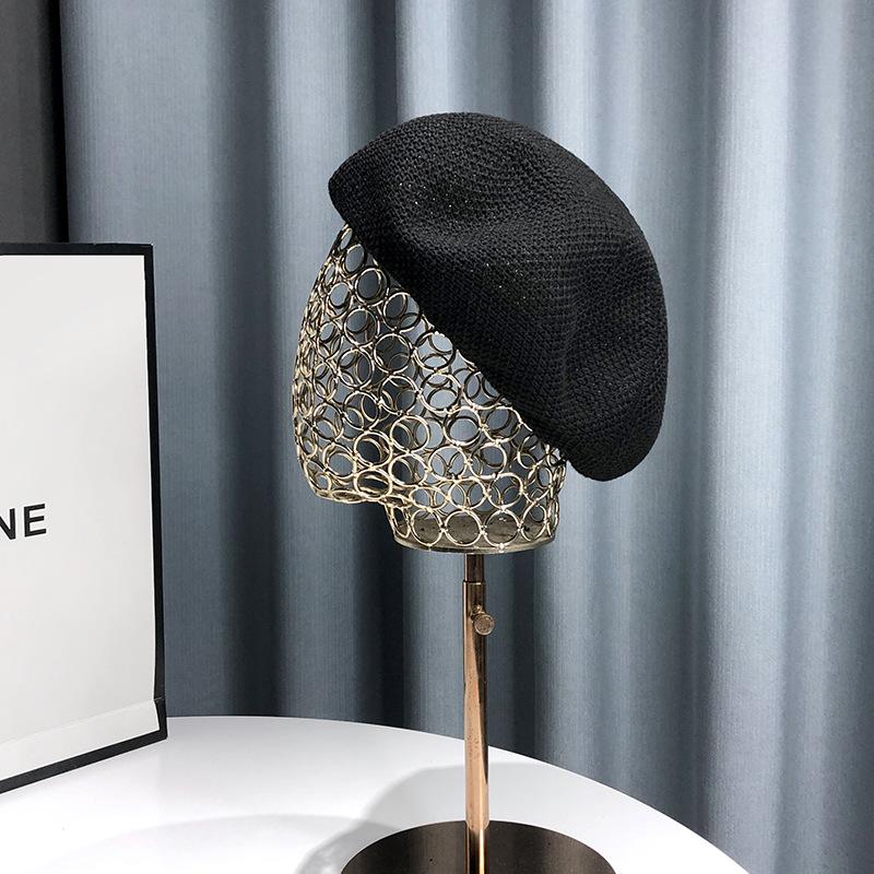 New Summer Breathable Beret Women'S Thin Hat Solid Color Korean Versatile Japanese Face Showing Little Painter Hat