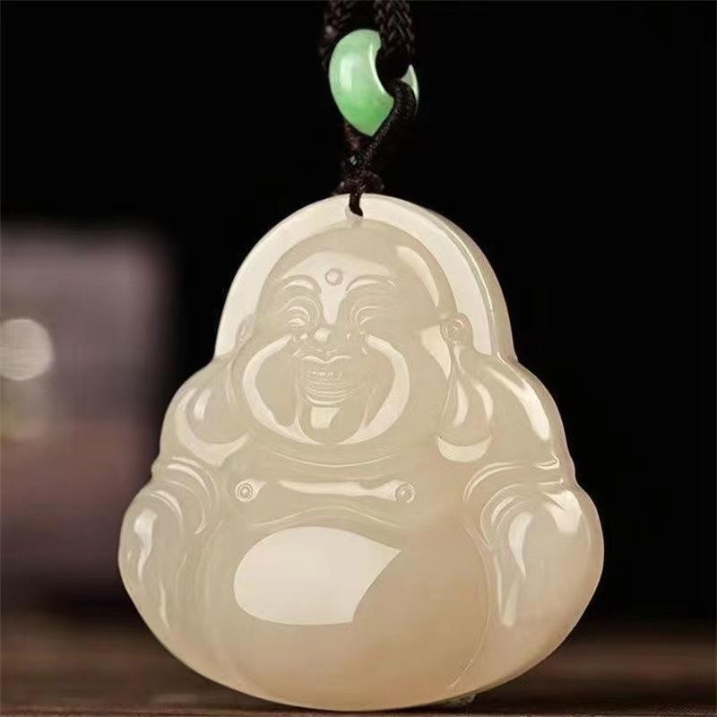 Pendant Buddha Outer Mask Laughing Buddha Yellow Mouth Maitreya Buddha Lake Water Green Buddha Necklace
