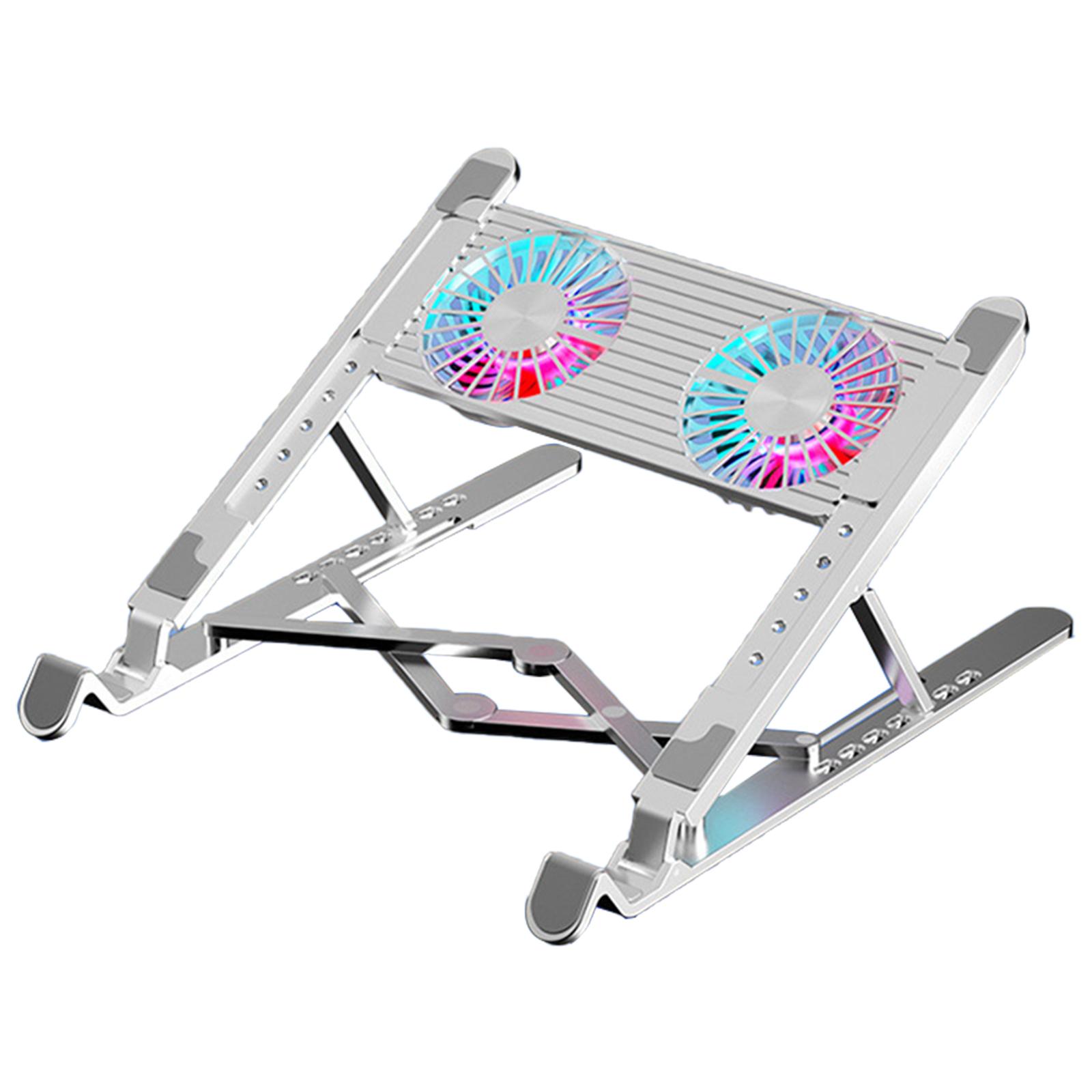 

Алюминиевая охлаждающая подставка для ноутбука, светодиодные игровые кулеры для ноутбука, тихий вентилятор, складной кронштейн для подставки под высоту ноутбука B серебряный