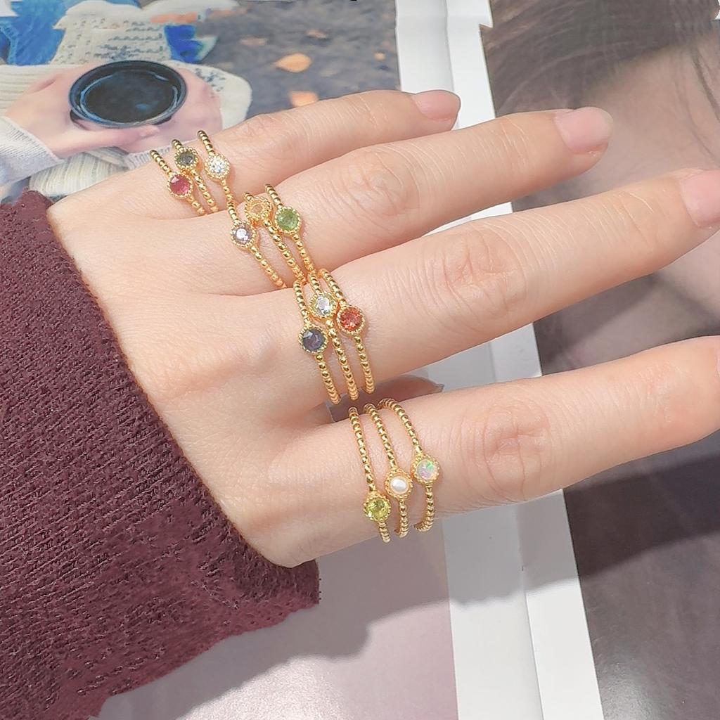 S925 Sterling Silver Natural Color Treasure December Birthstone Ring Light Luxury Premium Sense Index Finger Little Finger Ring