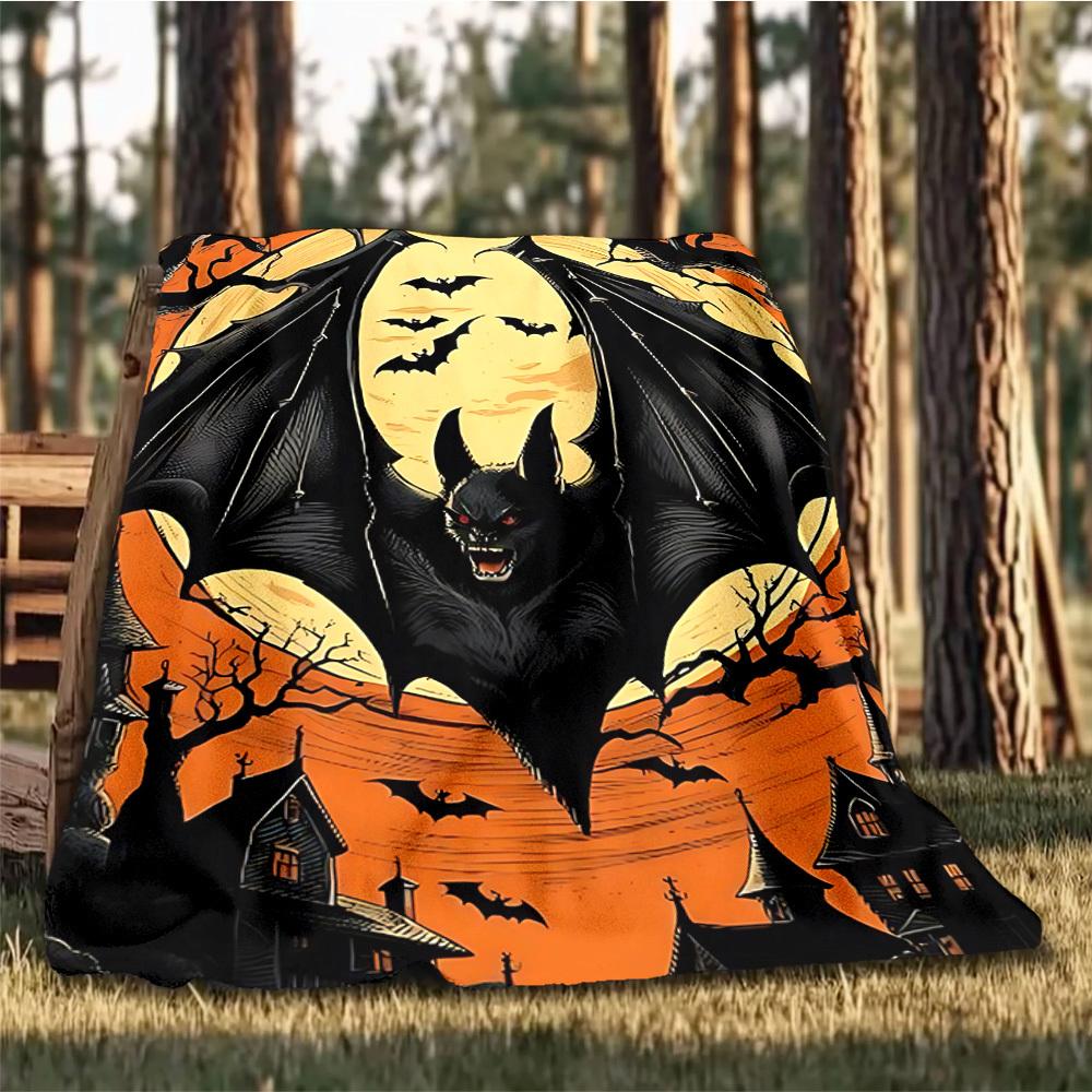 1pc Bat, Spooky Night Outdoor Blanket, Soft And Comfortable Blanket, Casual Warm Outdoor Blanket, Good Birthday Gift Yy251201139