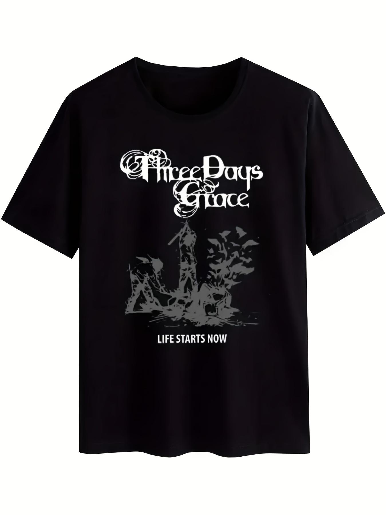 

Men s Three Days Grace Life Starts Now Graphic Cotton T-Shirt Black Casual Short Sleeve Tee with Inspirational Print - Men s ... S разноцветный