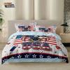 3pcs National Flag Fierce Eagle Print Coreless Down Duvet Cover Set Comfortable Bedroom Bedding Decoration Machine Washable
