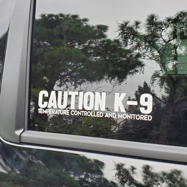 Caution K-9 Temperature Controlled and Monitored Car Sticker Funny Bumper Decal for Auto, Truck, Motorcycle, Car Windows Decals (18cm, White)