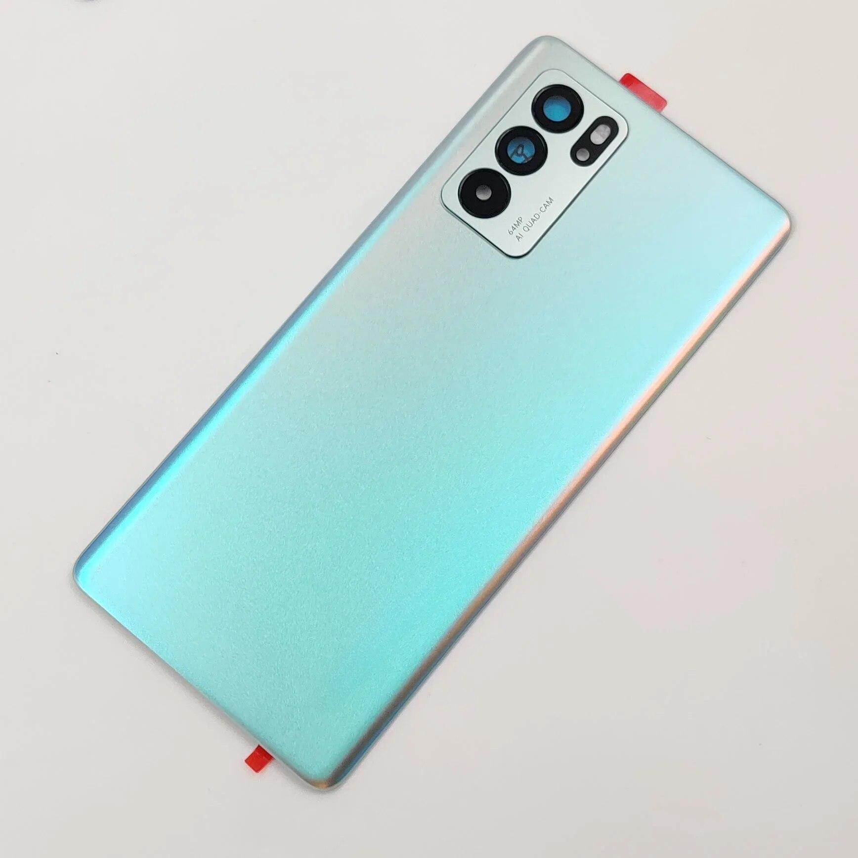 

Для OPPO Reno6 Pro 5G Стеклянная крышка батарейного отсека Reno 6 Pro задняя дверь задняя панель корпуса + клей для объектива камеры синий