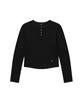 COVERNAT WOMAN Henley Neck Waffle T-Shirt Black