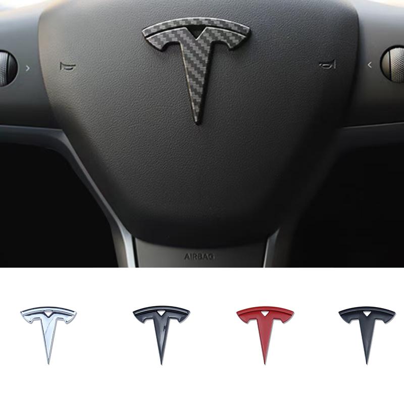 1Pcs ABS 3.5x5.3cm For Tesla SpaceX Model 3 Highland 2023 Model S X Y Y-Eur Roa Car Steering Wheel Emblem Sticker Accessories