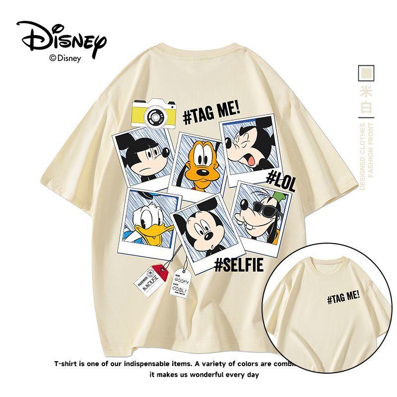 New Arrival Disney Cotton TShirt Loose Fit Short Sleeve Double Sided Print Minimalist Commute Fashion Tees for Unisex