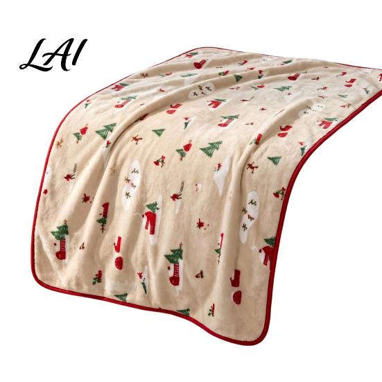 Lightweight Travel Blanket Flannel Christmas Throw Snowy House Tree Blanket Xmas Cozy Plush Portable Couch
