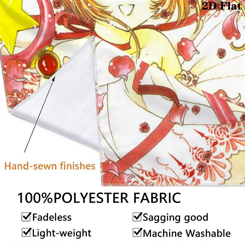Cardcaptor Sakura Wall Tapestry Aesthetic Wall Hanging Printed Fabric Blanket Decorative Tapestries for Bedroom Living Room Home Decor