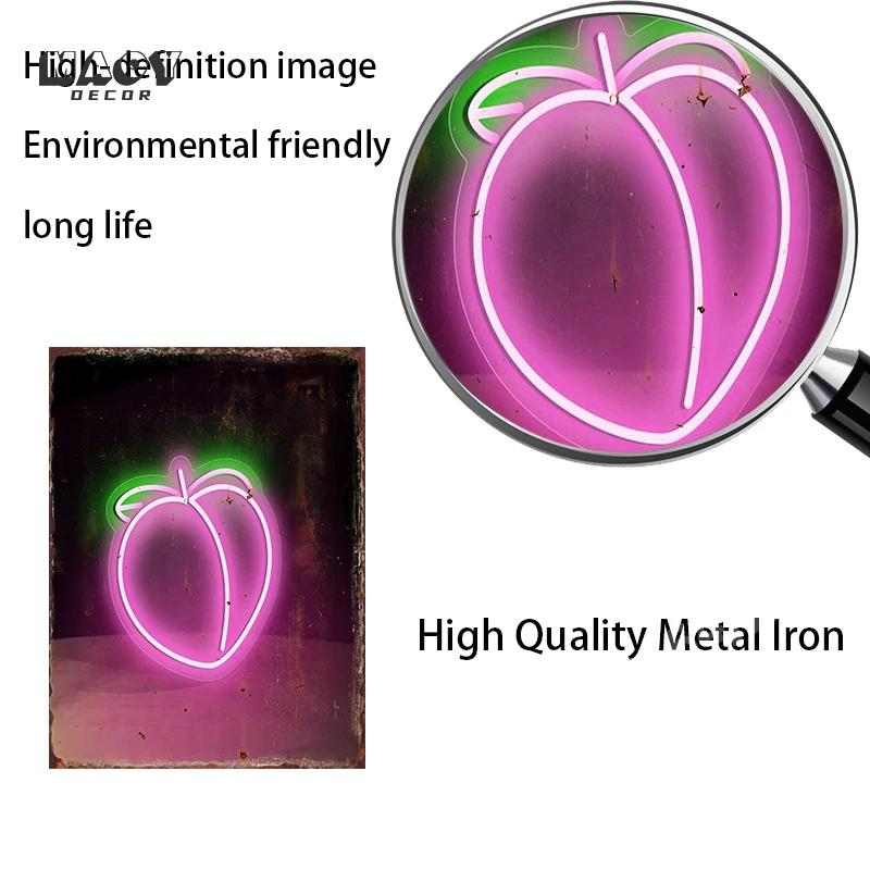 Neon Fruit Metal Tin Sign Supermarket Fruits Area Poster Restaurant Background Home Iron Plate Mural Bar Club Wall Decor Plaque