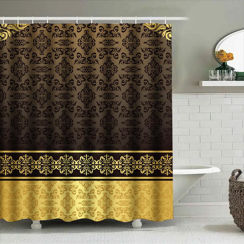 Luxury Bath Shower Curtain Set Waterproof Modern Decor Bathroom Accessories