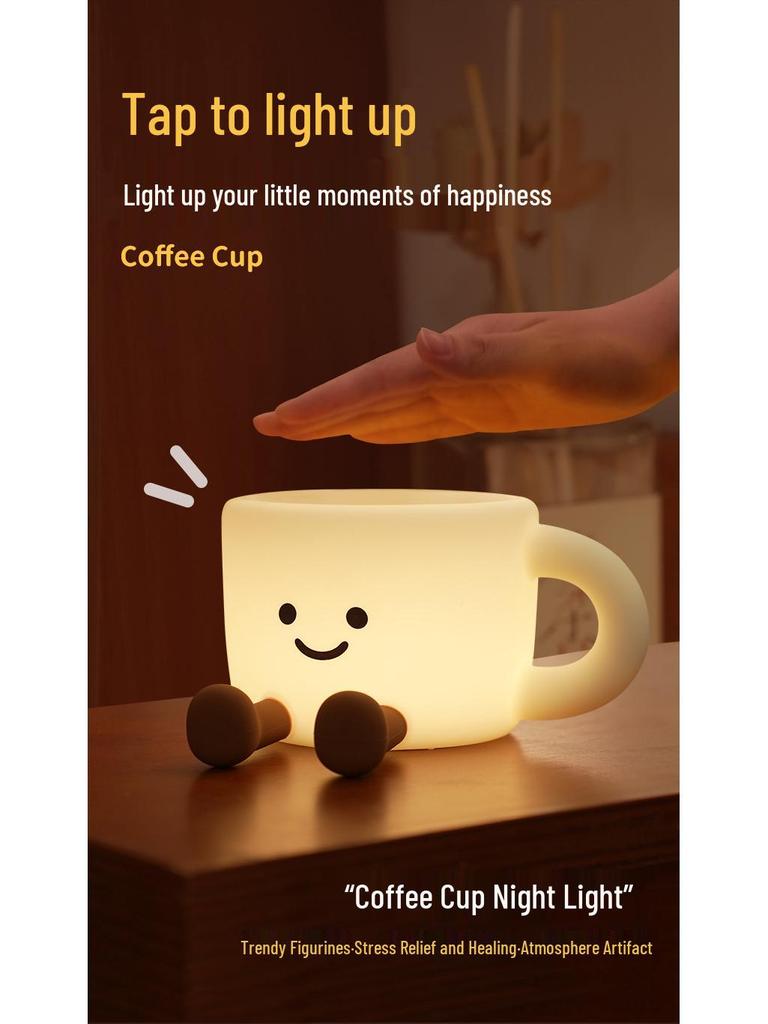 USB Wiederaufladbares Nachtlicht Silikon Kaffeetasse - Kreativer Schlafbegleiter für den Nachttisch