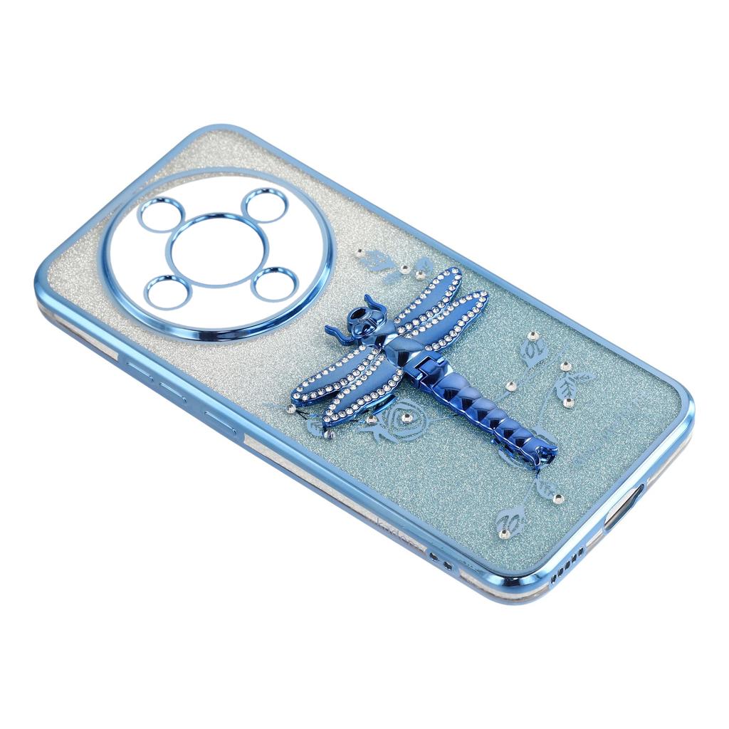 KADEM Phone Case For Honor Magic8 Lite 5G / X9d 5G / X70 5G Dragonfly Kickstand TPU Flowers Glitter Phone Cover
