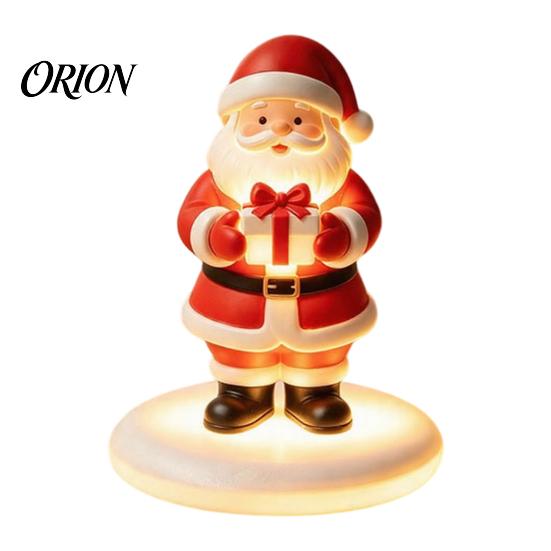 Small Christmas Figures Santa Claus Figurine with Warm LED Light, Glowing Tabletop Night Holiday Resin Ornaments Light Decor, Desktop Ornament
