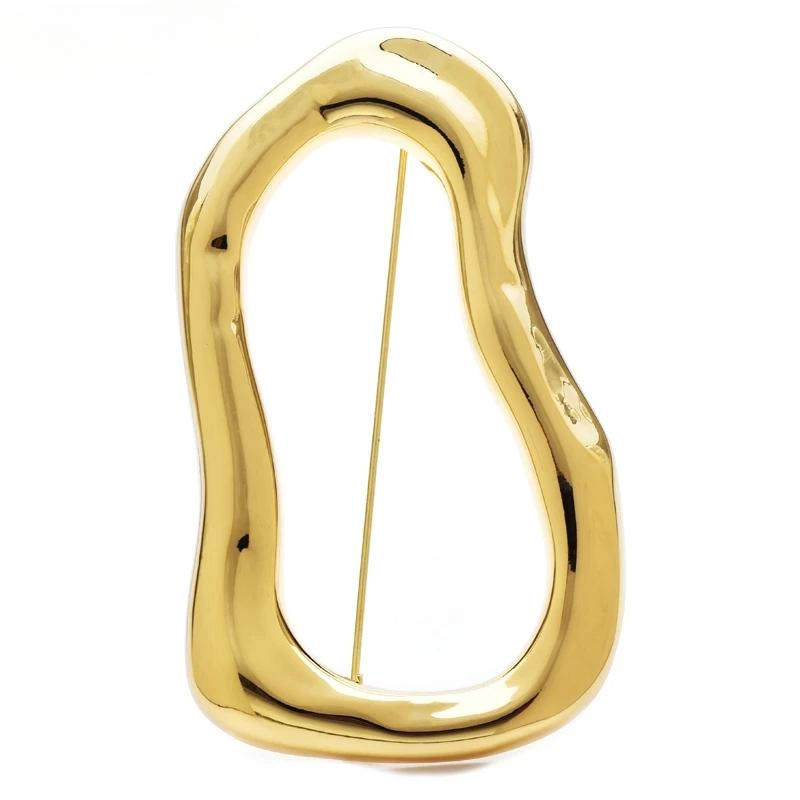 

Нержавеющая сталь большие круглые броши булавки для женщин и мужчин 2-цветная универсальная геометрическая брошь золотой