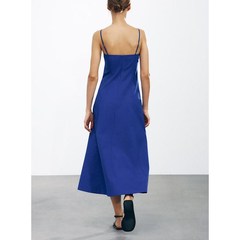 Summer New Product Women's Clothes Cotton A- Line Hem V Neck Sleeveless Poplin Strap Length Dress 2973654