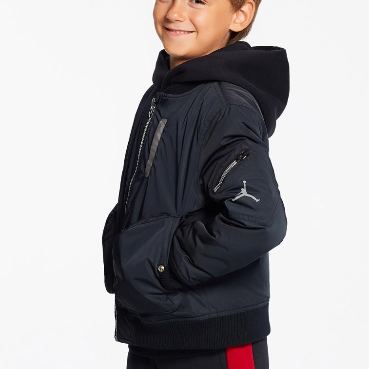 Jordan Back Logo Zip Collar Jacket Kids Jackets Black JD2042001GS-001