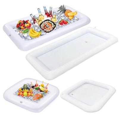 Inflatable Serving Bar Leak-proof PVC Summer Rectangle Square Salad Ice Tray Food Drink Container Buffet Cooler Outdoor Swimming Pool Party Supplies