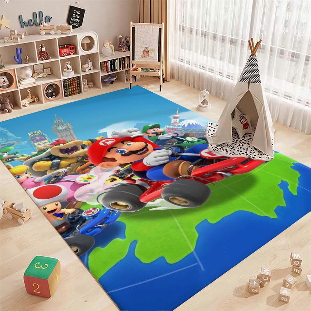 Mario Kart World Tour Theme Rug Allseason Carpet For Living Room Bedroom Office Home Decor Great Holiday Gift