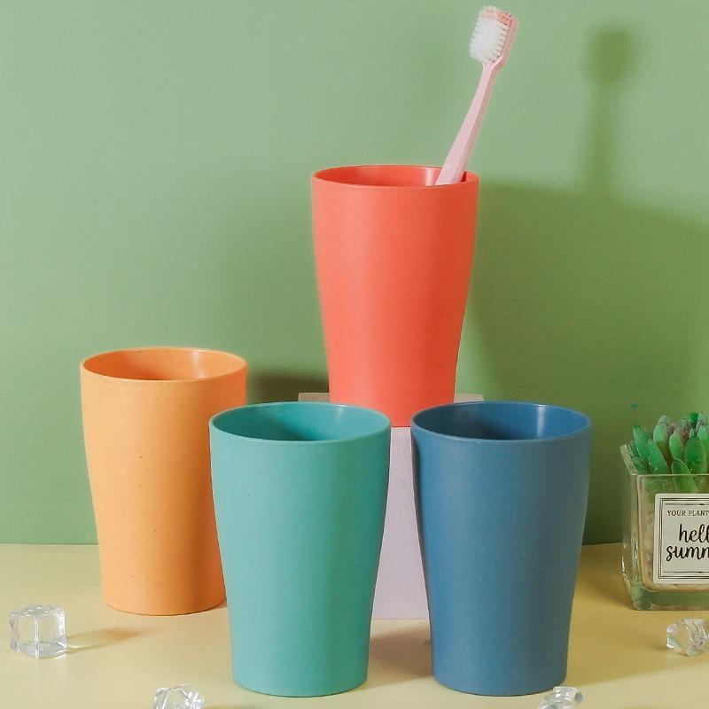 Kelímek s rovným brčkem z pšeničné slámy, Domácí kelímek na ústní vodu, Kelímek na čištění zubů, Plastový kelímek, Mycí kelímek do studentské koleje