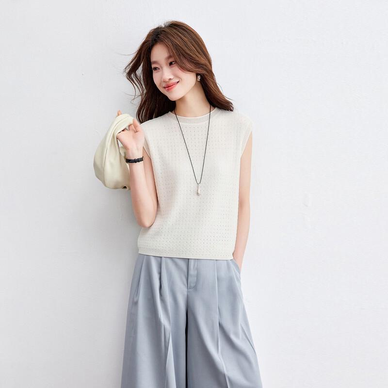 Srcr Women's Silk Blend Hollow-Out Knit Vest Top