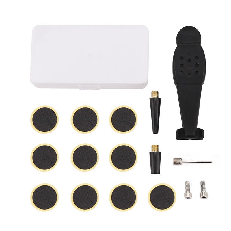 Bicycle Repair Tool Set With Tire Patch Kit And Pressure Gauge For Home Maintenance