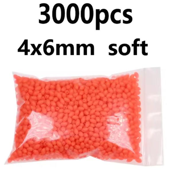 1000/3000PCS Wholesale Red Green Oval Soft Rubber Luminous Fishing Beads Glowing Sink Beads For Fishing Rigs Fishing Lure Tackle