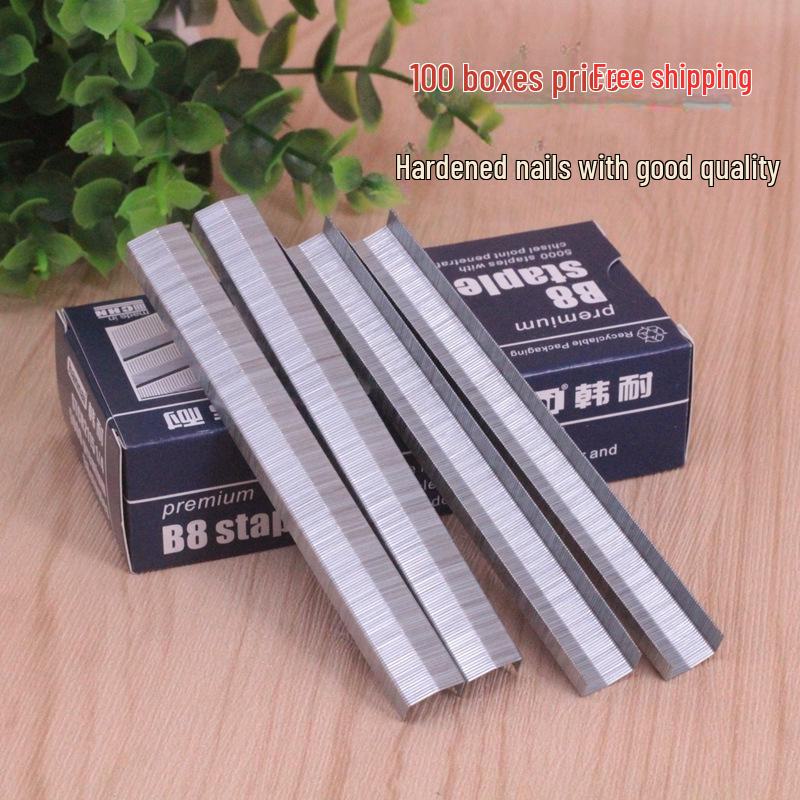 

Бесплатная доставка: 100 коробок скоб Hannai 2115 Tough B8, арочные гвозди и игла для кожи и ткани