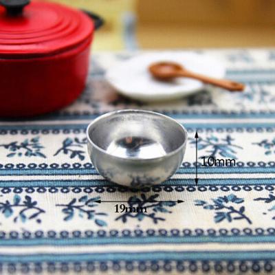 2Pcs 1:12 Miniature Iron Bowl Dollhouse Diy Doll House Decor Accessories