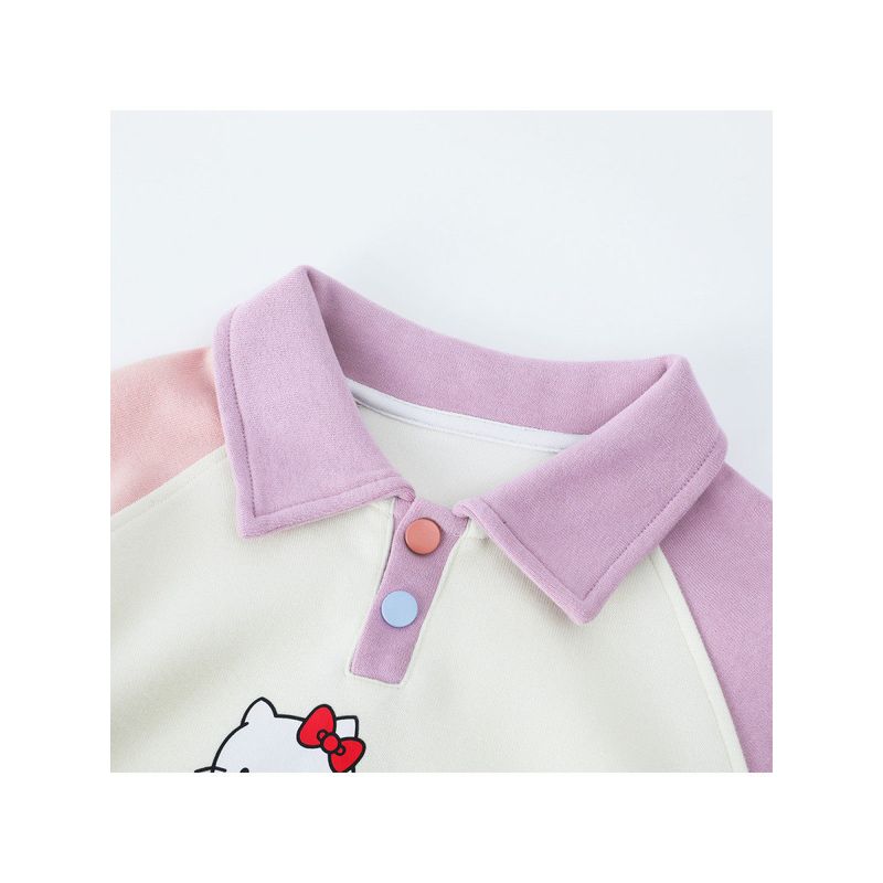 Hello Kitty Girls' Autumn Sweatshirt 2025 New Style Lapel Hello Kitty Cartoon Medium and Large Children's Pullover Girls' Sweatshirt