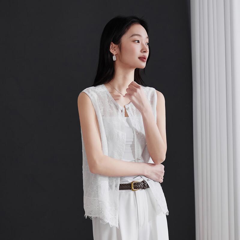 SOFSIL Women s White Lace Embroidered Vest M