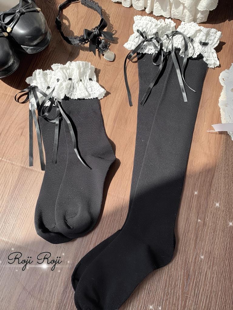 Japanese Hot Lolita Gentle Ballet Socks Women Spring Bowknot Mid-calf Socks JK Harajuku Sweet Cotton Socks