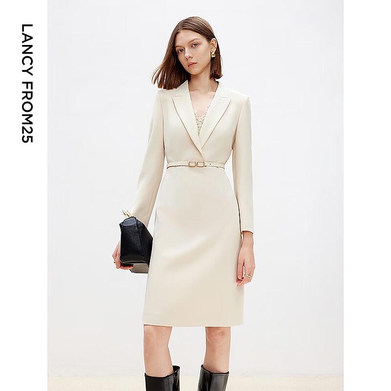 LANCY Women's Belted Lace A-Line Dress